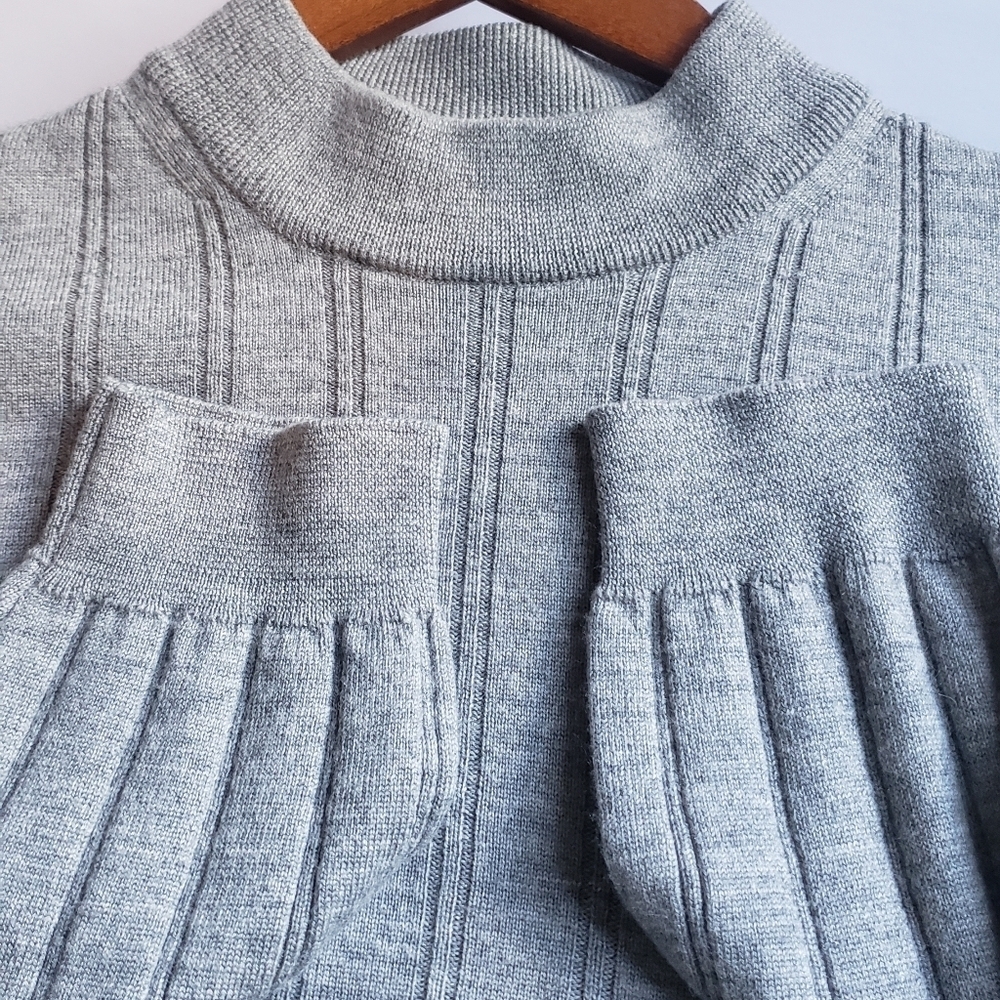 Grant Thomas Crew Neck 100% Italian Fine Merino Wool Sweater Men’s XL Gray Color